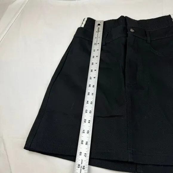 Adidas Firebird Denim Mini Skirt Black Size 2 - Picture 6 of 6